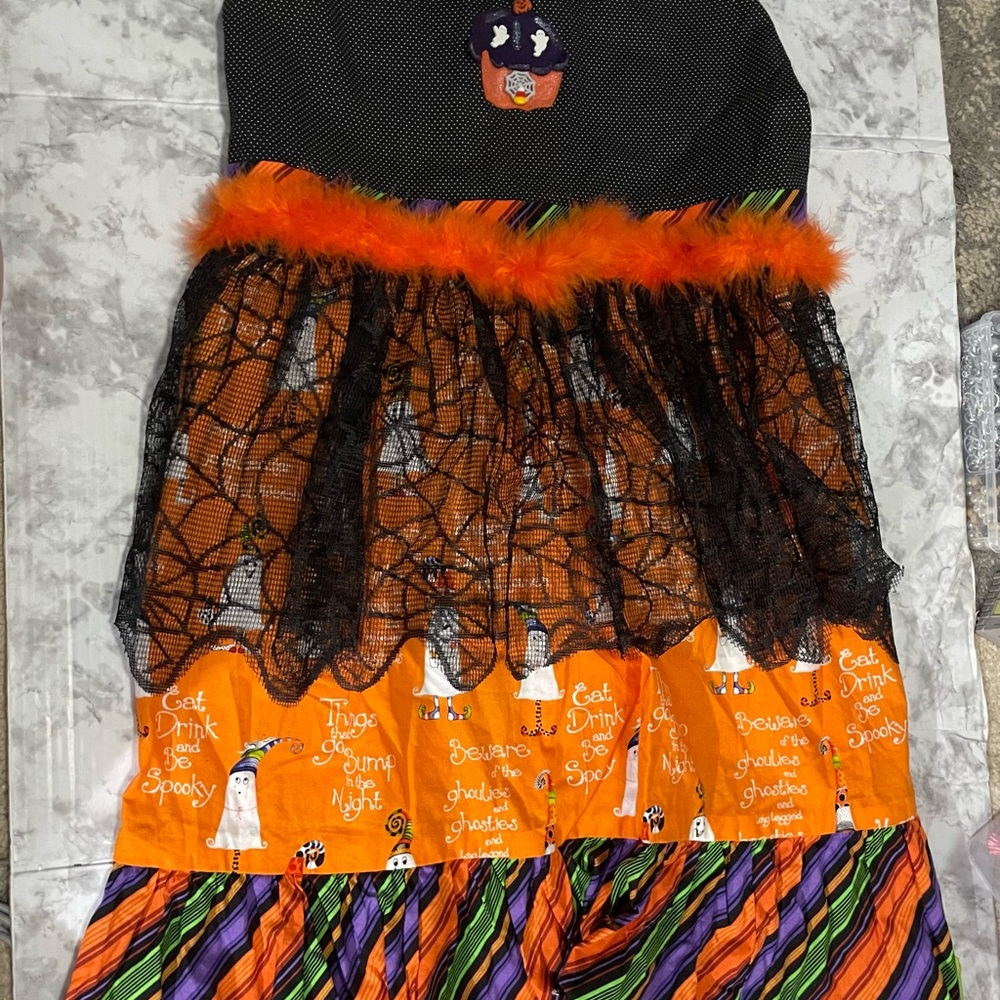 Layered Halloween apron  with tie back